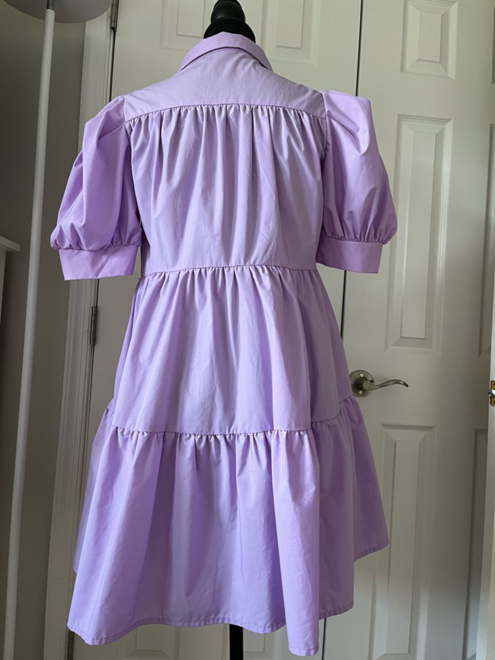 SHEIN Lavender Puff Sleeve Tiered Dress XS - Picture 4 of 5